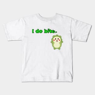 I do bite. cute 1 (Black frame) Kids T-Shirt